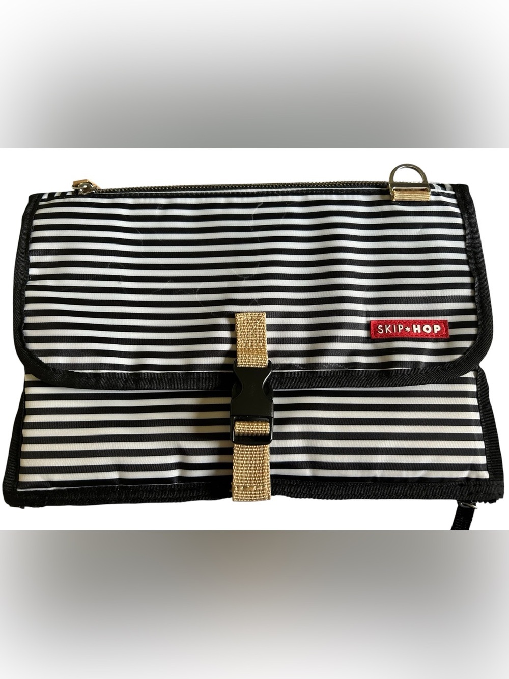 Skip Hop Portable Baby Changing Pad Diaper Clutch Black Stripe